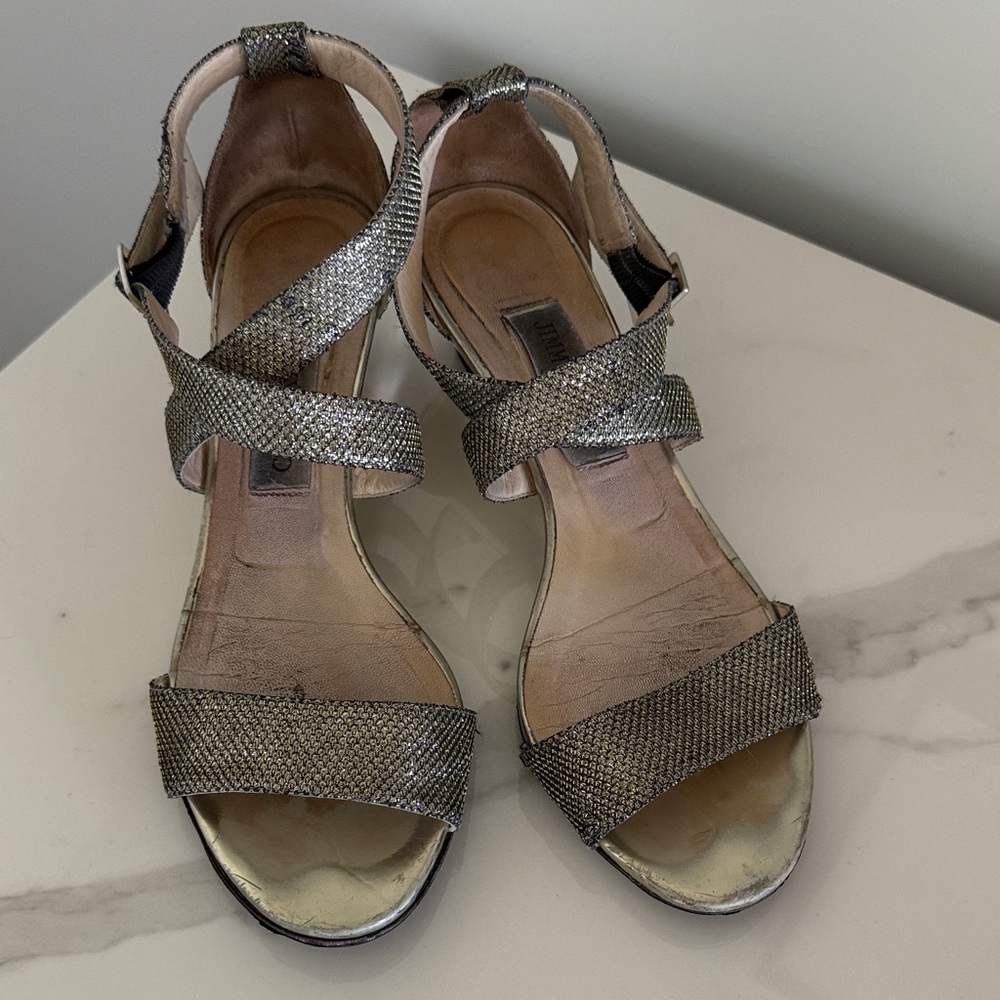Jimmy Choo Silver Metallic Strappy Sandals